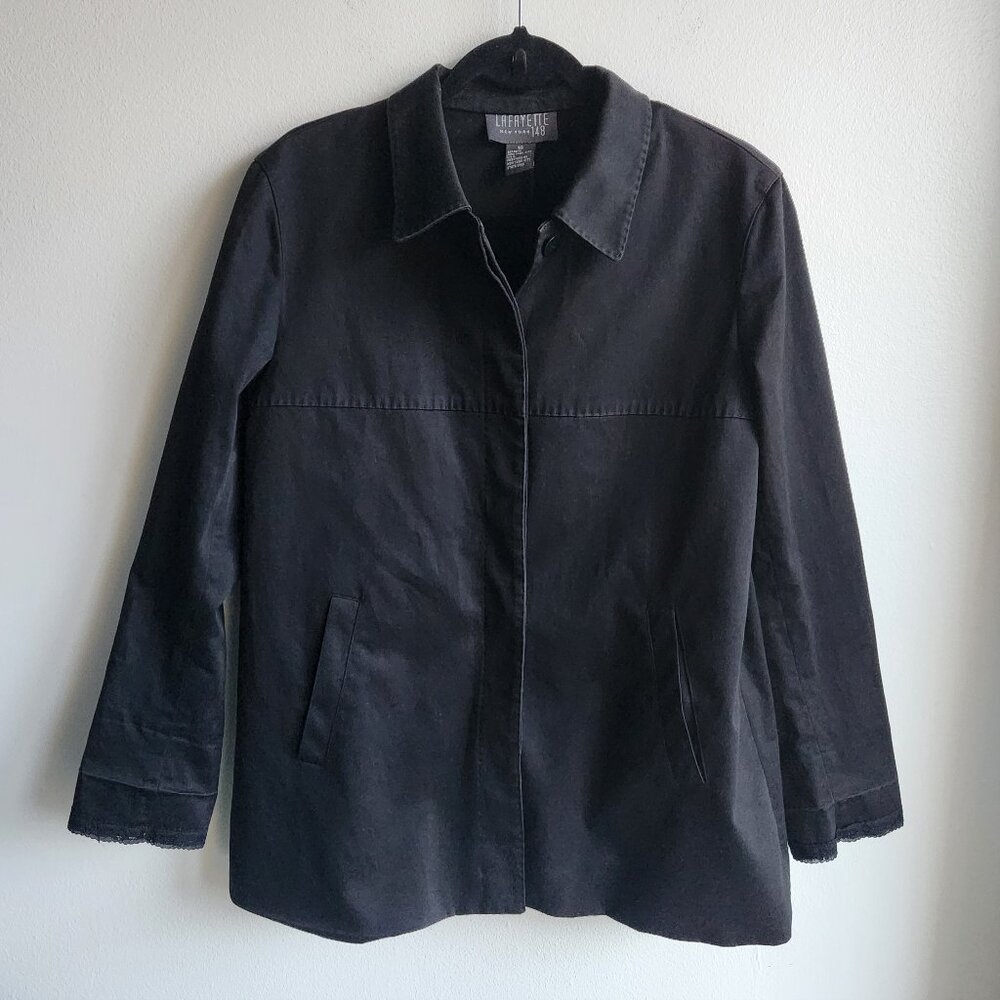 Sz10 Lafayette 148 Oversized Boxy Black Jacket